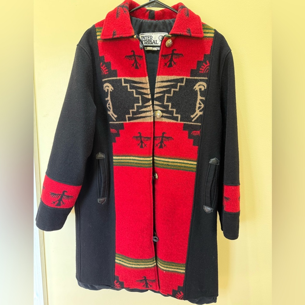 Inter Tribal Red and Black Patterned Coat